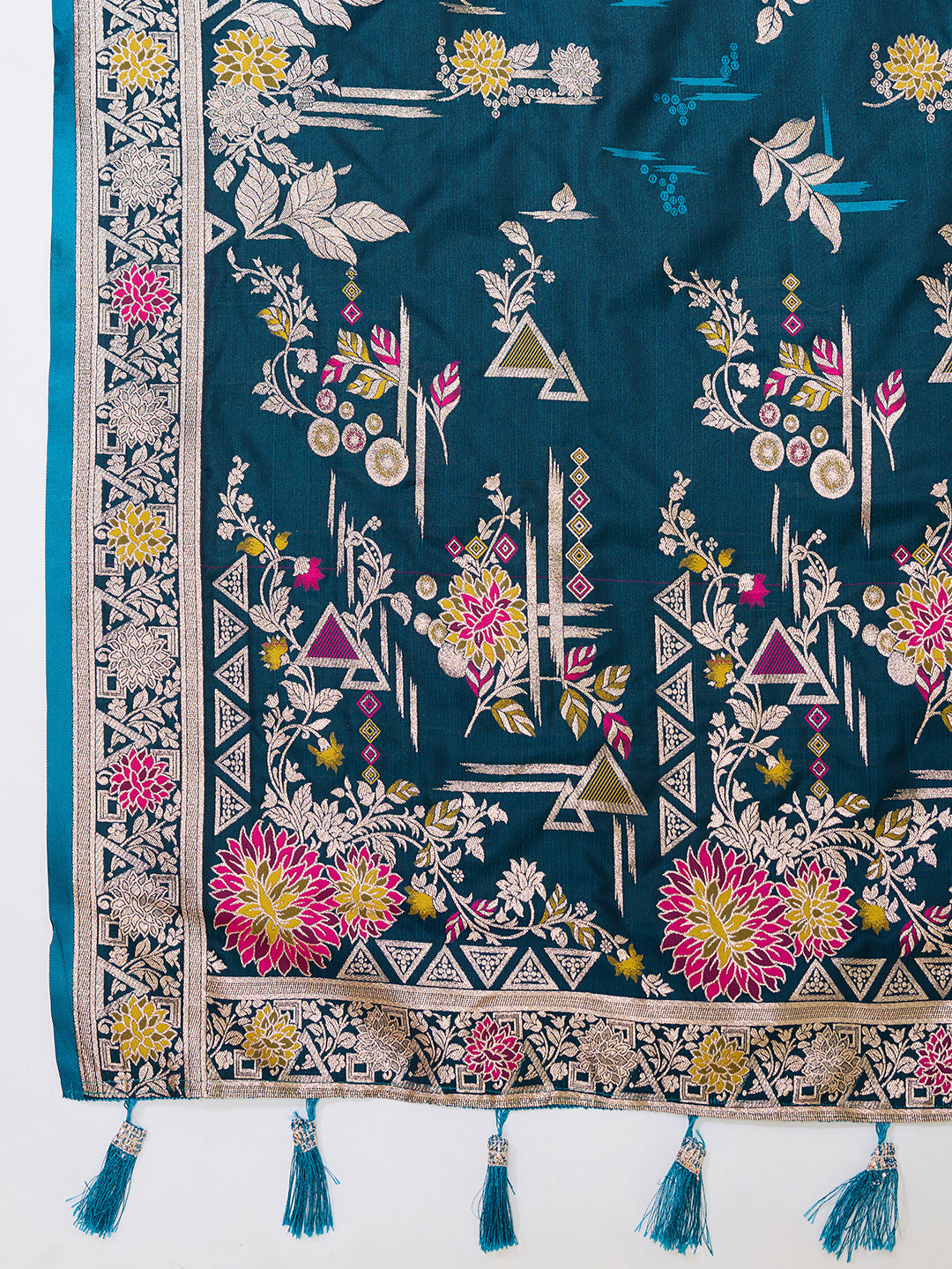 Premium Two-Tone Satin Soft Silk Saree with Unique Paithani Meenakari Weave