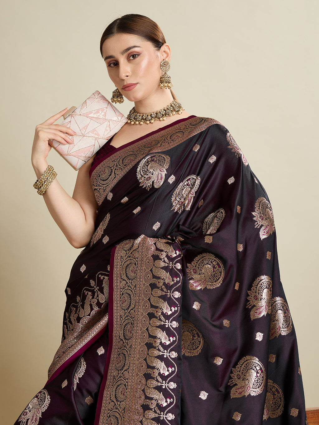 Premium Two-Tone Soft Silk Saree | Satin Fabric with Rich Zari Woven Pallu & Designer Blouse