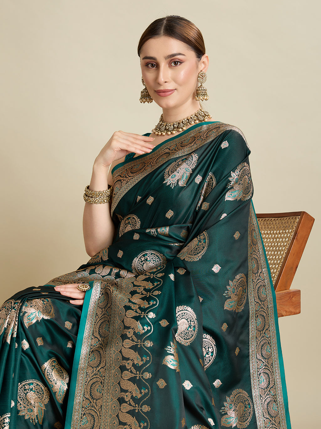 Premium Two-Tone Soft Silk Saree | Satin Fabric with Rich Zari Woven Pallu & Designer Blouse