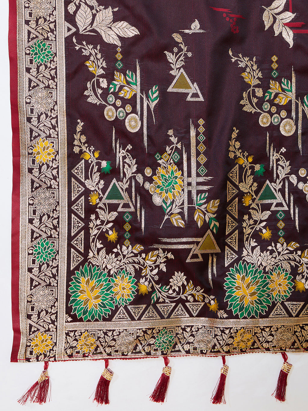 Premium Two-Tone Satin Soft Silk Saree with Unique Paithani Meenakari Weave