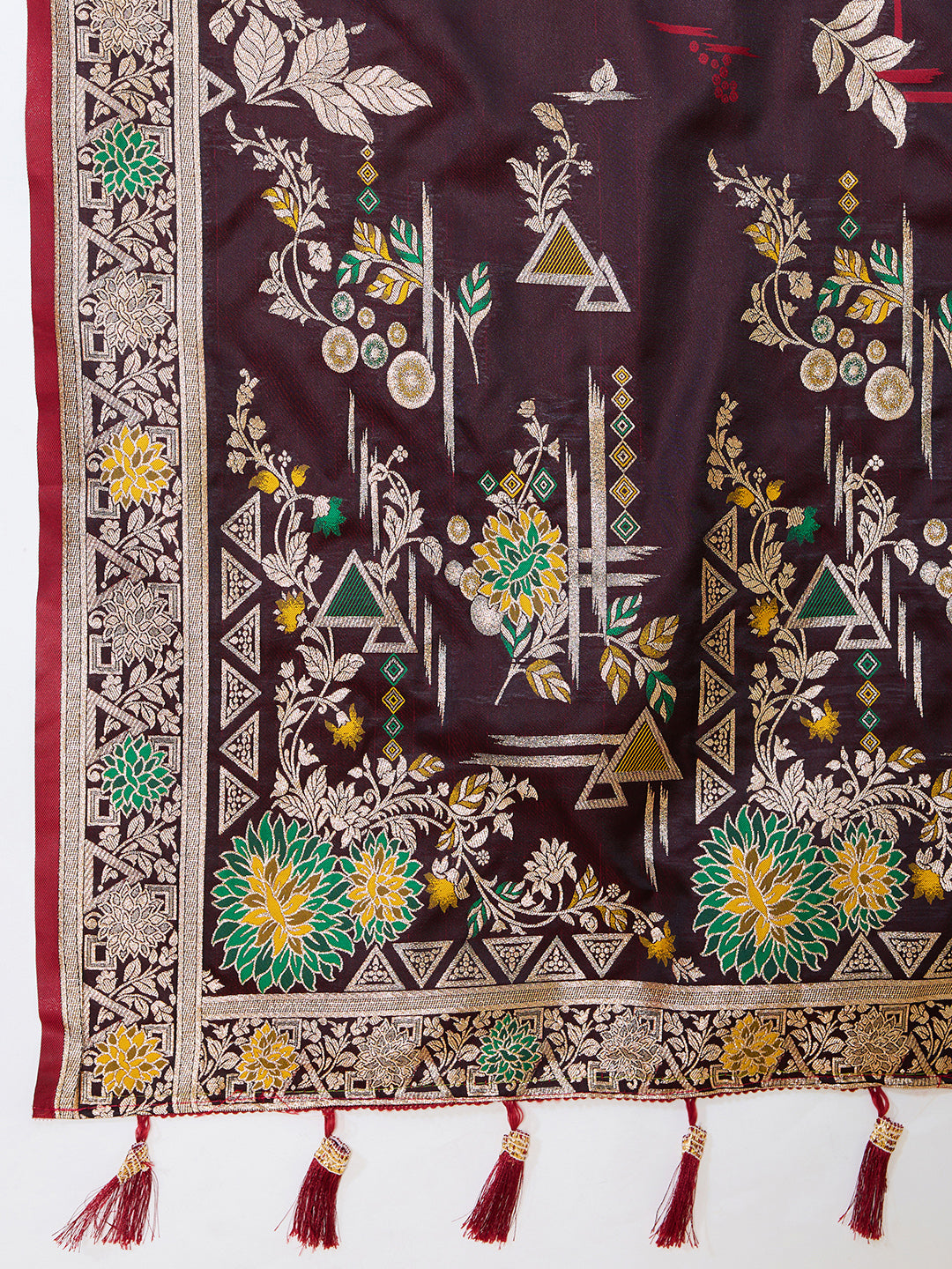Premium Two-Tone Satin Soft Silk Saree with Unique Paithani Meenakari Weave
