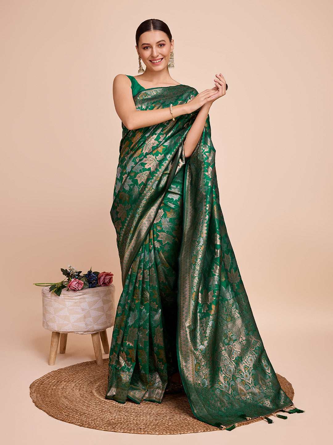 Vera Fashion Heritage Series: Pure Silk Double Jari Saree with Soft Zari Border