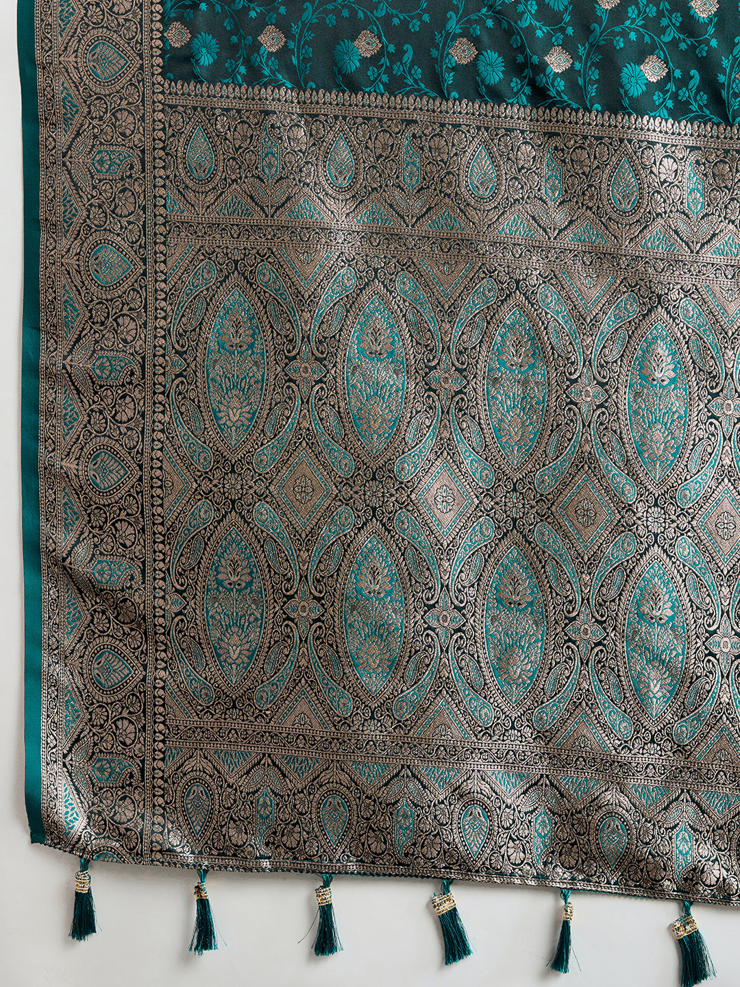 Premium Two-Tone Satin Soft Silk Saree with Unique Paithani Meenakari Weave