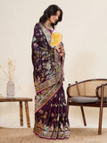 Premium Two-Tone Satin Soft Silk Saree with Unique Paithani Meenakari Weave
