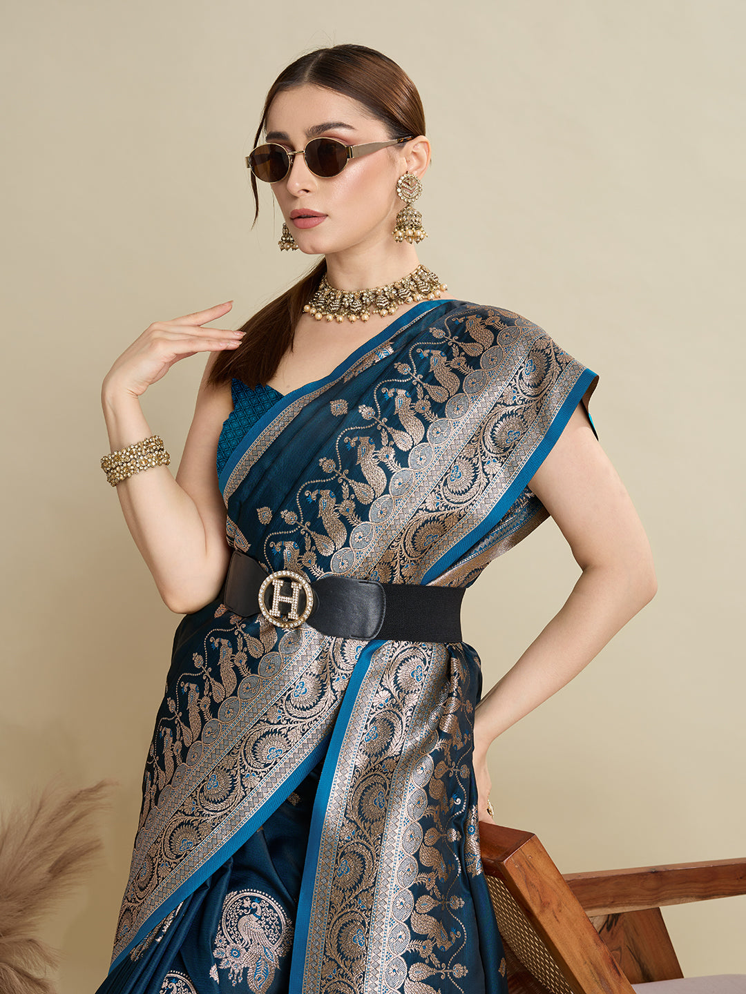 Premium Two-Tone Soft Silk Saree | Satin Fabric with Rich Zari Woven Pallu & Designer Blouse