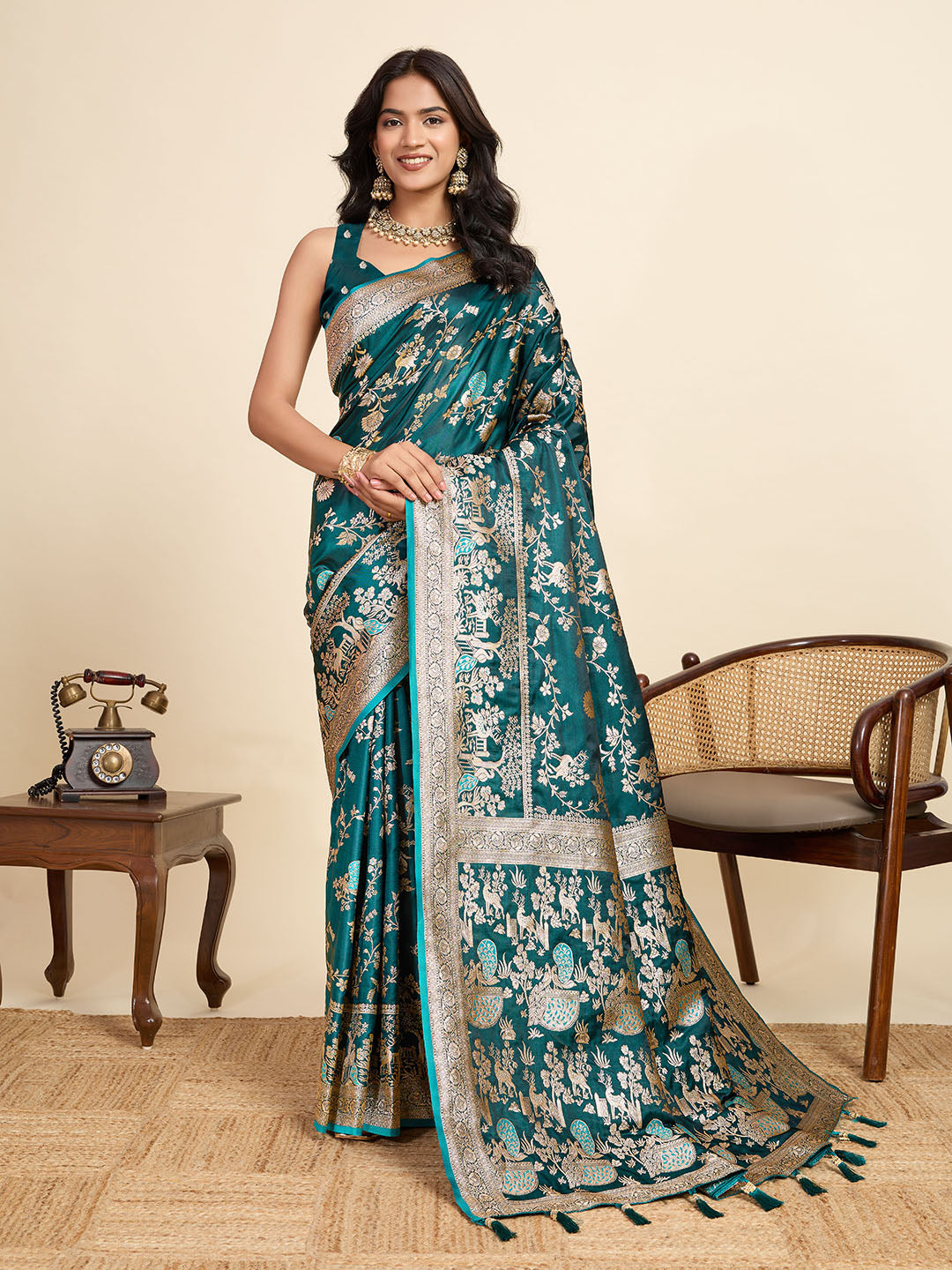 Two Tone Satin Soft Silk Saree With blouse Piece