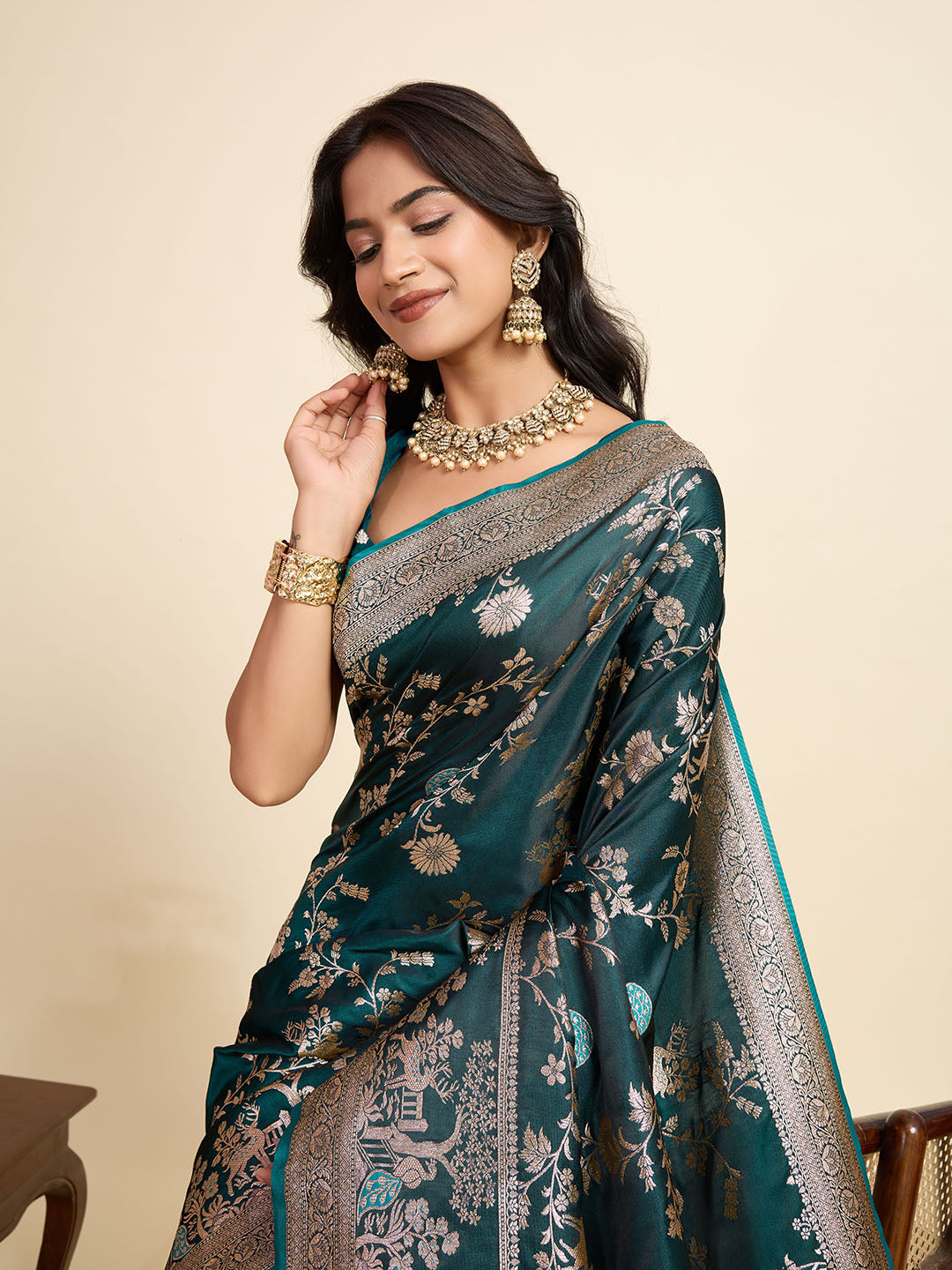 Two Tone Satin Soft Silk Saree With blouse Piece