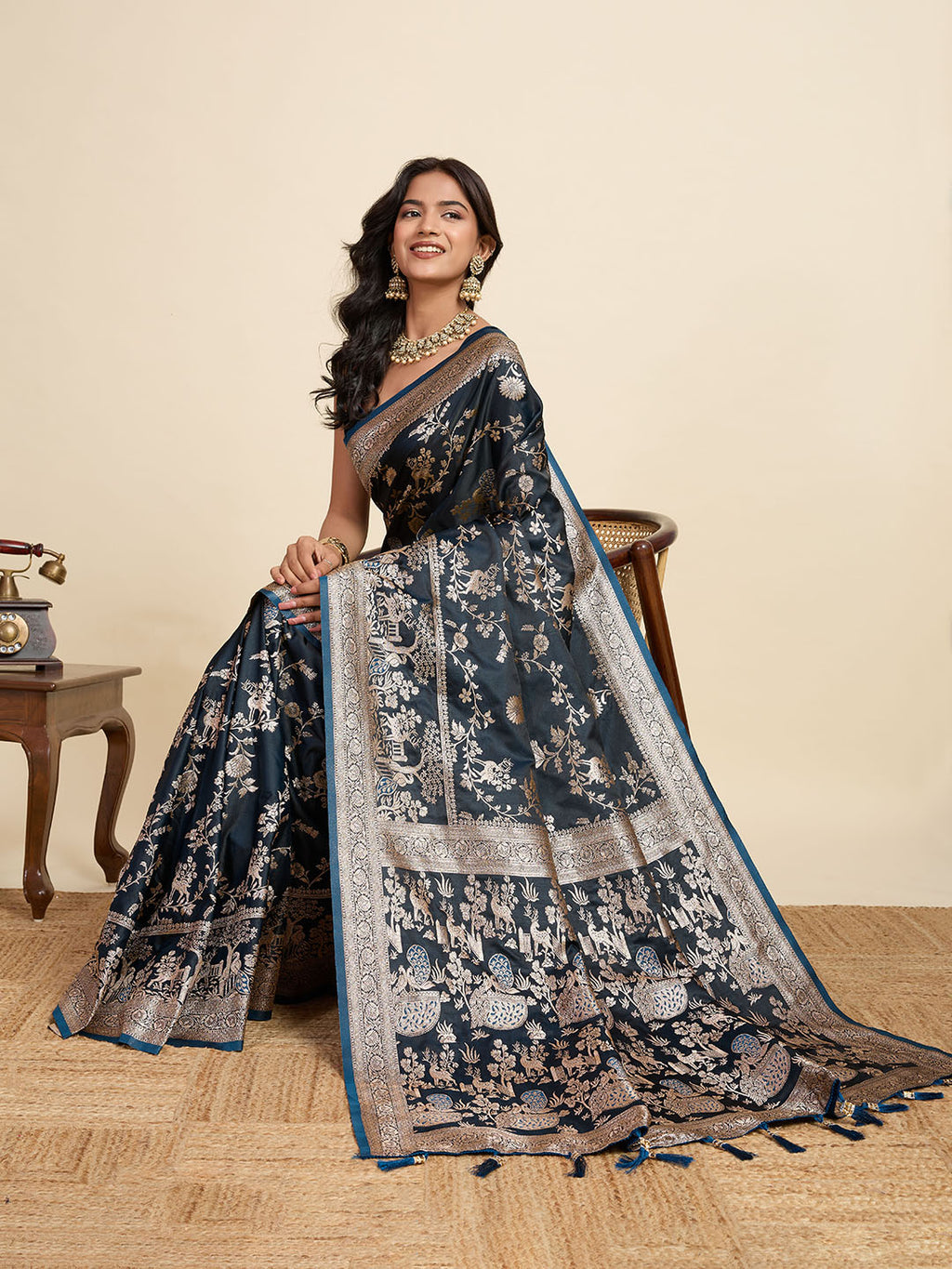 Two Tone Satin Soft Silk Saree With blouse Piece