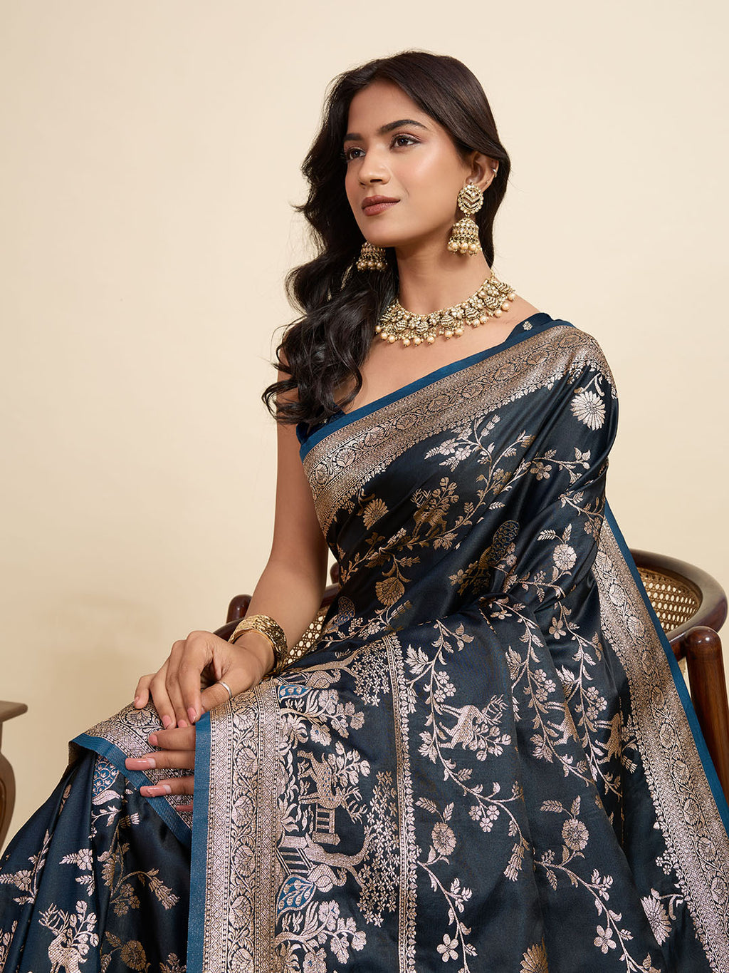 Two Tone Satin Soft Silk Saree With blouse Piece