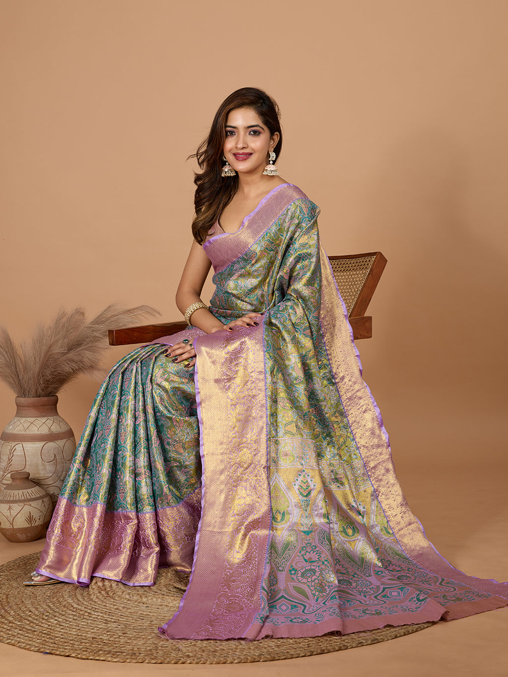 Presenting you Semi Silk saree with all over Jari weaved