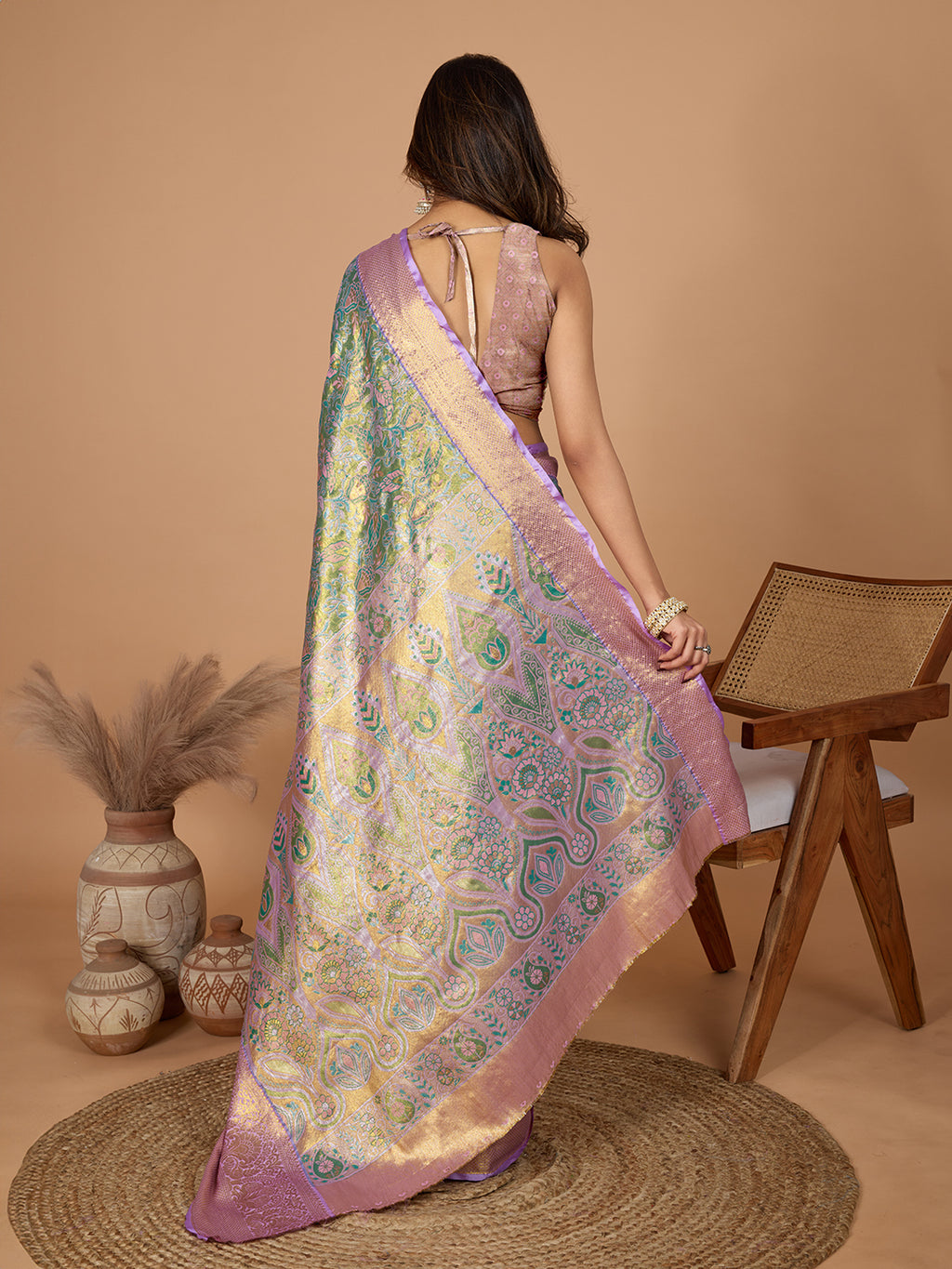 Presenting you Semi Silk saree with all over Jari weaved