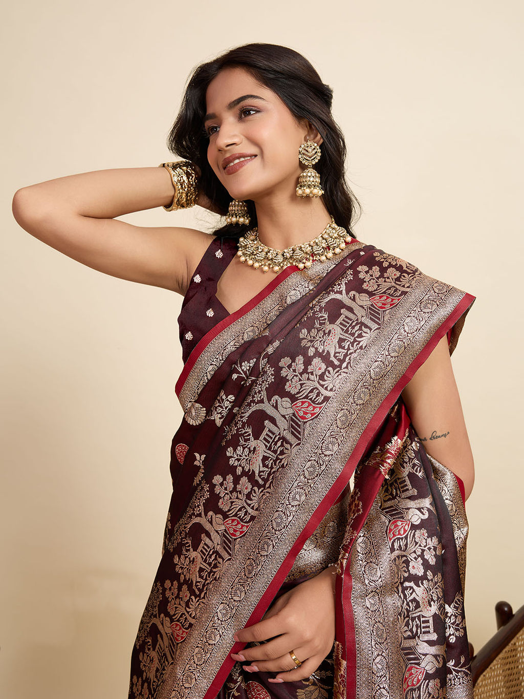 Two Tone Satin Soft Silk Saree With blouse Piece